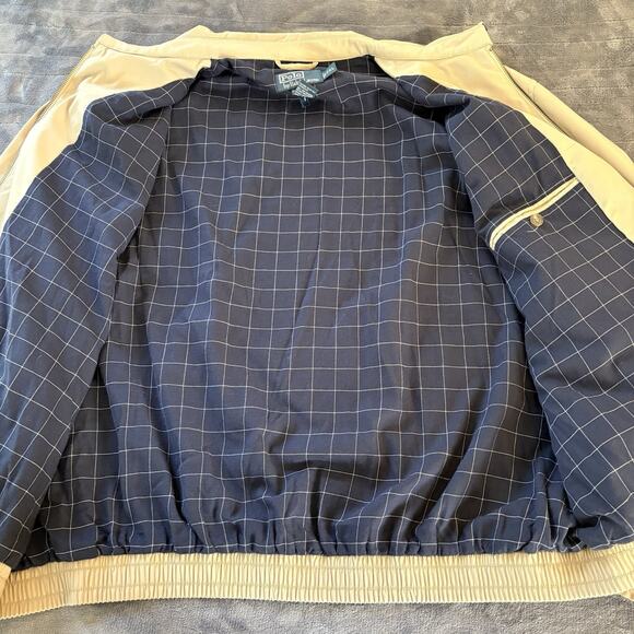 Polo Ralph Lauren Jacket Men’s XXL Beige Harrington Windbreaker Flannel Lined - Picture 7 of 14